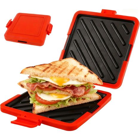 Machine à toastie pour micro-ondes – Machine à sandwich et grill sans fil en silicone – Passe au micro-ondes – Très croustillants et panini – Pas de résultats trempés – Compact et passe au (1/5)