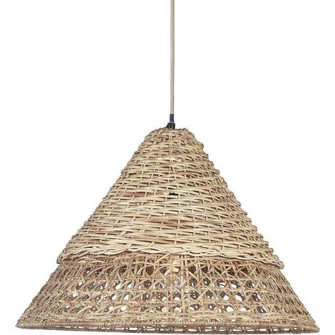 [GEBRAUCHT] B-Ware Pr Home Pendelleuchte Hängeleuchte Rattan Holz Pune Leuchte Lampe E27 Led 50 Cm