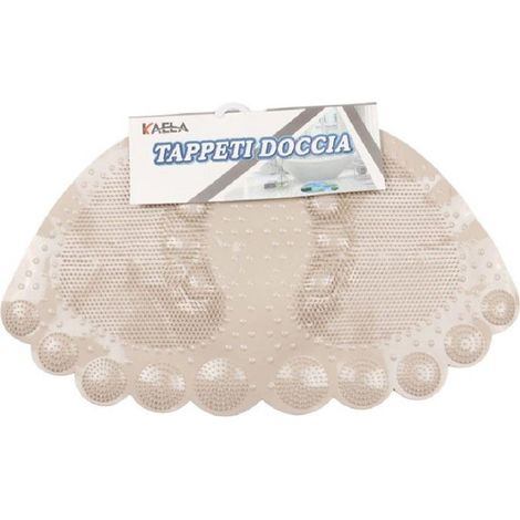 Kaela - Tappeto Tappetino Antiscivolo Impronte Vasca Bagno Doccia 55 X 35 Cm Cachi 87941 - (1/2)