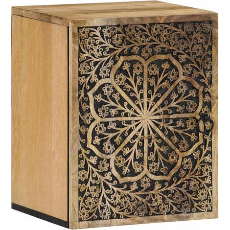 Meuble de Salle de Bain Suspendu en Bois de Manguier Massif 38x33x48cm (1/5)