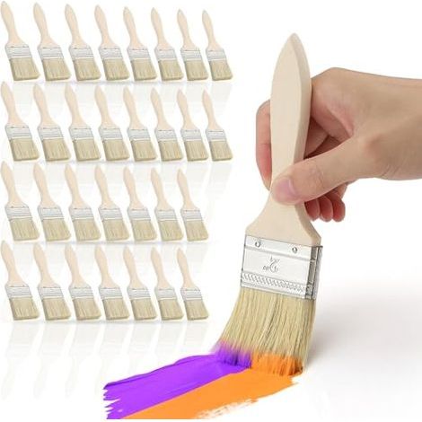 Ensemble de 30 pinceaux de 50 mm, comprenant des pinceaux plats, des pinceaux larges pour vernis, des pinceaux pour bois, et pour l'application de peintures, vernis, teintures, colles, huiles pour boi (1/5)