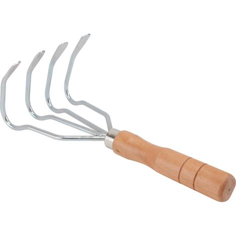 Râteau à Dents pour Coquillages et Palourdes, 5 Dents, Manche en Bois, Acier au Carbone, Outil de Jardinage et Ferme (1/5)