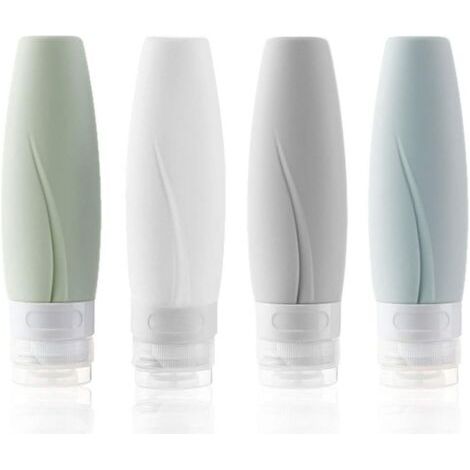 BUNTHAUS Ensemble de bouteilles de voyage en silicone, 4 récipients de voyage portables étanches rechargeables et compressibles (60 ML) (1/5)