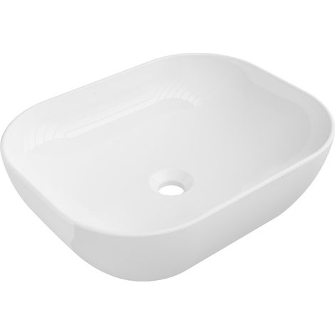 Lavabo cerámico sobre encimera, 50,5x40,5x14 cm, Blanco