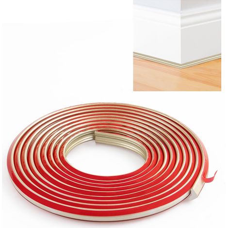 Garniture de plinthe TPE, garniture de moulure de bande de calfeutrage flexible, corniche de bande de bordure autocollante pour mur, plans de travail, sol 12×9mm 500cm Or Champagne (1/5)