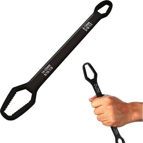 Universal Torx Wrench, 8-22mm Double-ended Self-tightening Adjustable Wrench Tools (A-Black) (1/5)