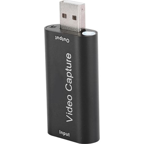 USB 2.0 HDMI-Videoaufnahmekarte, Einweg-Live-Streaming-Aufnahmebox, kompatibel mit OBS (schwarz) (1/5)