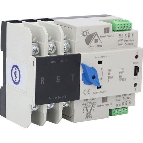 Commutateur de transfert automatique double alimentation triphasé 63 A avec disjoncteur pour laboratoire 220 V (1/5)