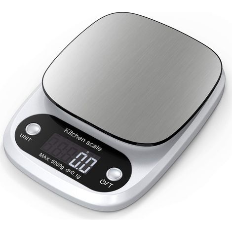 Professionelle digitale Küchenwaage mit LCD-Display und Tara-Funktion Silber