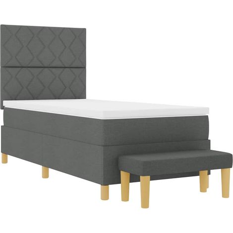 Cama tipo Box Spring con cojín Gris oscuro 200 x 100 cm tela vidaXL (1/5)