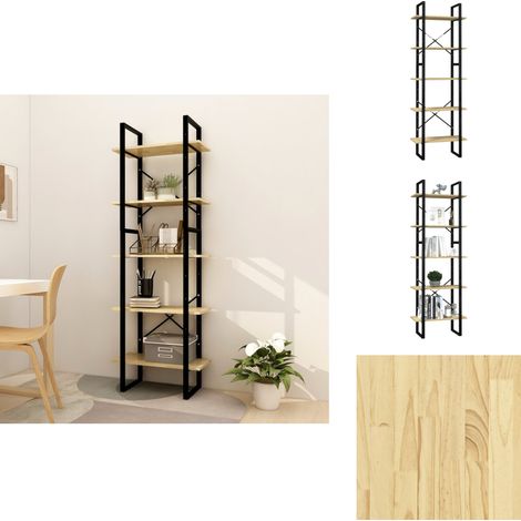 Bibliothèque à 5 niveaux 60x30x175 cm Bois de pin - Bibliothèque Design - Bibliothèque Industrielle - Bibliothèque Bois - Étagère Ouverte - Meuble Rangement (1/5)