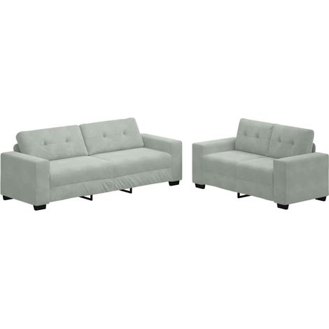 2-teiliges Sofa-Set mit Kissen, hellgrauer Samt vidaXL (1/5)