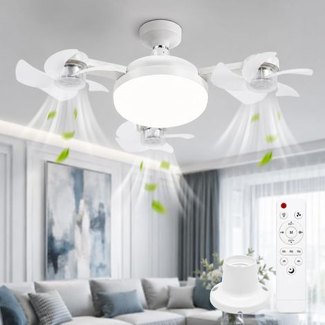 Ventilateur Plafond avec Lumiere et Télécommande, Plafonnier Ventilateur Ampoule Ventilateur Plafond Silencieux, Petit, E27, Moderne, 3 Vitesses, 3 Couleurs, Dimmable, pour Chambre, 60W, Ø50 cm (1/5)