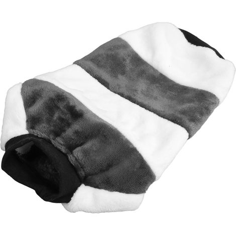 Manteau chaud pour chien en polaire de polyester et coton rembourrée, patchwork gris et blanc, col rond, vêtements d'hiver pour petits chiens, taille 2XL (1/5)