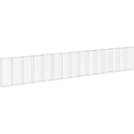 Gabionwand mit Deckeln Galvanisiertes Stahl 900x30x150 cm