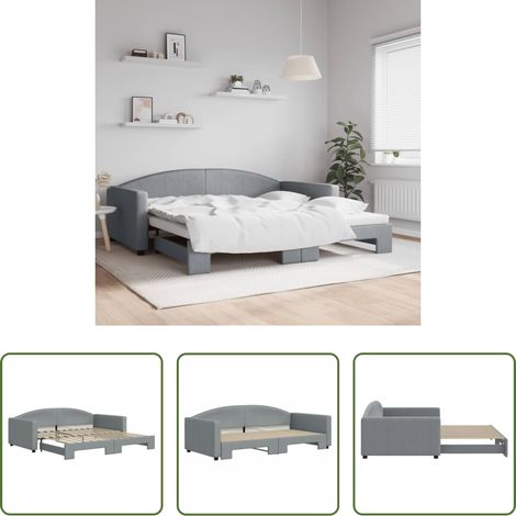vidaXL Sofa-Bett -  Tagesbett Ausziehbar Hellgrau 100x200 cm Stoff