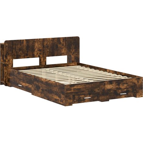 Maison Exclusive - Telaio del letto con storage Rovere Fumo 150 x 200 cm (1/5)