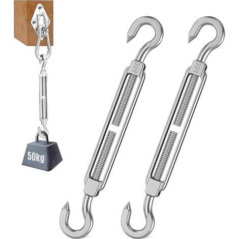 Lot de 2 tendeurs de fil M8 en acier inoxydable 304 robustes et réglables pour voile d'ombrage (1/5)