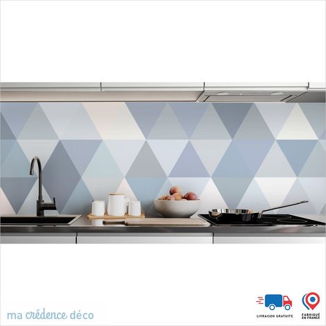 Crédence : Jeux et triangles couleurs - Couleur Bleu Pastel - Alu composite - 120 - 60 (1/3)
