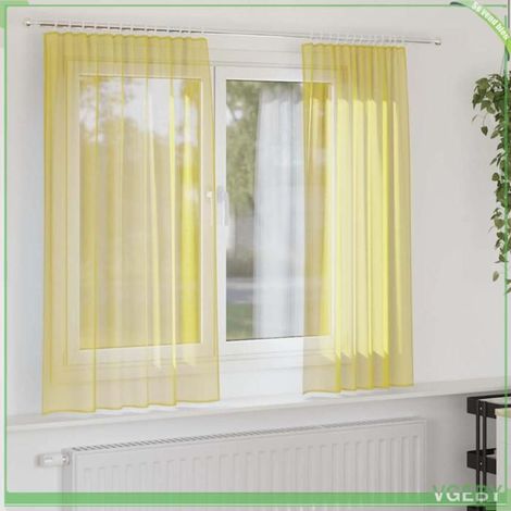 Rideaux en voile - FAFEISY - 4102227 - Jaune - Passe-tringles - Lot 2 pcs (1/5)