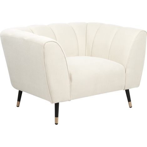 Sillón de tela asiento ancho y profundo respaldo bajo acolchado beige claro Orsta