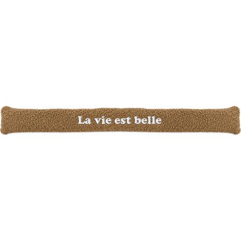 Coussin de porte La vie est belle beige effet mouton 77 cm (1/2)