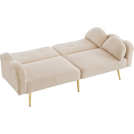 Sofá cama biplaza reclinable, beige, patas metálicas, 175 x 79 x 82 cm, MODENUIT (1/5)