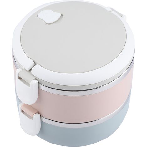 2-stöckige Edelstahl-Lunchbox 1400 ml, tragbarer Bento-Behälter mit auslaufsicherem Deckel, Edelstahl-Lebensmittelbehälter für Mahlzeiten, Mittagessen, Picknicks (1/5)
