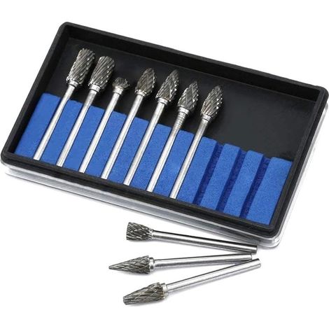Dremel Lot de 10 fraises en métal dur avec tige de 3 mm pour sculpture sur bois, métal, pierre, gravure, perçage