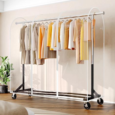 HOKEEPER Portant à vêtements sur roulettes avec housse anti-poussière