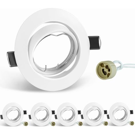 Projecteurs Spot LED GU10 Blanc Rond, Cadre Encastrable Orientable A 30°, Lot de 6 (1/5)