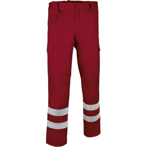 Pantalón multibolsillos con pinzas retroreflectantes VALENTO Drill M Rojo loto (1/3)