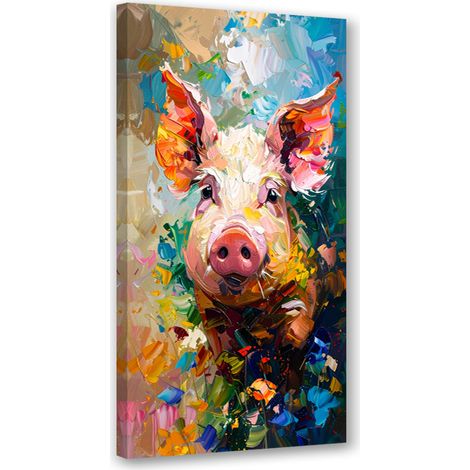 Wandbild Buntes Schwein Ölfarbe 40x80 cm (1/5)