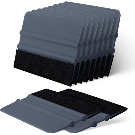 Raclette Film - 10 Pièces - Plastique Et Feutre - Outil Pose Teinté - Voiture Et Fenêtre - Gris 10x7,5cm (1/5)