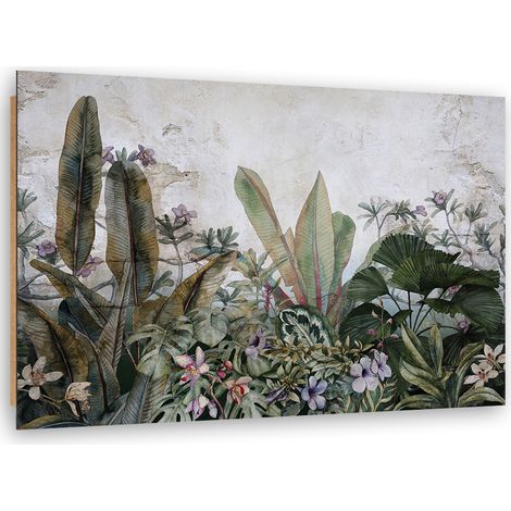 Quadro deco panel, Foglie eisotiche sul cemento - 60x40 (1/5)