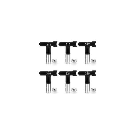 Lot de 6 pièces Buse d'embout pulvérisation de Peinture De Airless Haute Pression réversibles, pour Maisons, Jardins, terrasses (311,315,317, 319,321,325)