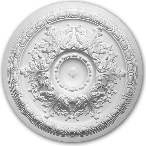 Rosone soffitto parete Profhome 156054 Medaglione Elemento decorativo stile rococò barocco bianco Ø 70,6 cm