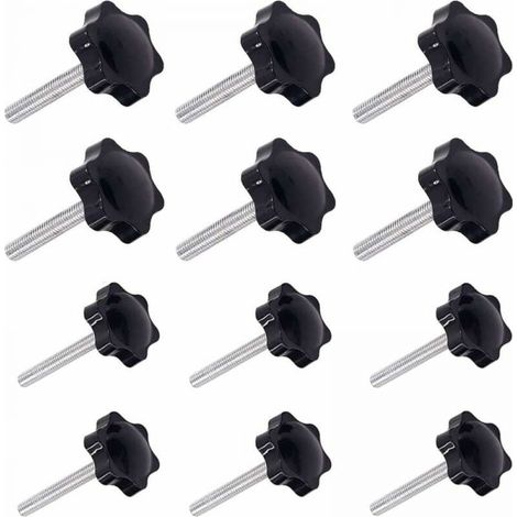 12 Pieces M6(32)×40mm and M8(38)×40mm Male Thread Clamping Handle Gripandles Screws Knobs Handles Star Knob (1/5)