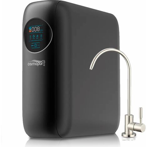 Rosmmel – Système osmose inverse compact 14cm 800 GPD – Débit direct 2,1 L/min – Ratio 2,3:1 – Changement filtres sans outils