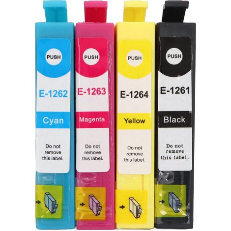 4er-Pack Tintenpatronen T1261, T1262, T1263, T1264 – Kompatible Nachfüllung für Drucker