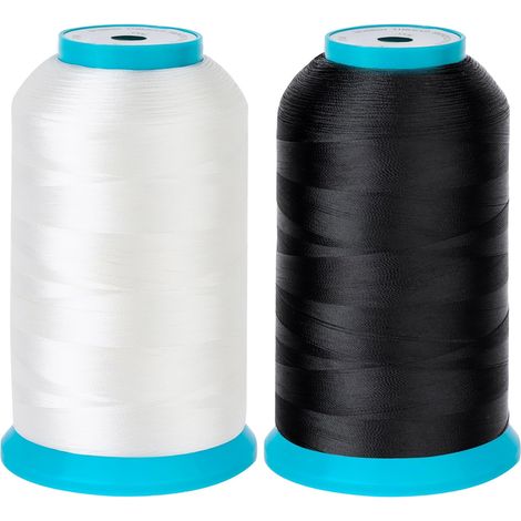 Ensemble de 2 (Noir + Blanc) 5000M (5500Y) Polyester Fil Machine à Broder Fil de Canette/Canette de Brodeuse pour machine à broder et à coudre (1/5)