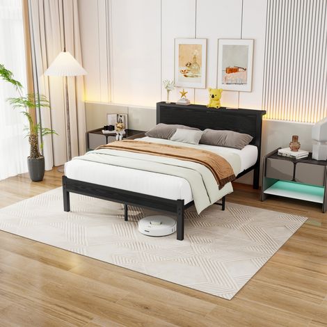 Letto 120x200 cm nero con contenitore, metallo e MDF, senza materasso MEUBLIV (1/5)