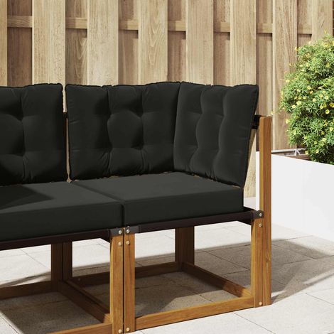 Sofakissen für draußen 3 pcs Schwarz Polyester