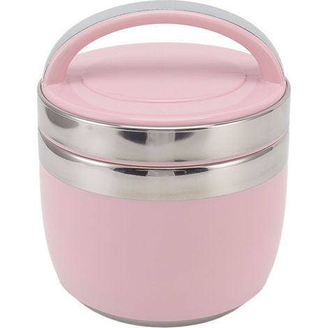 1,5-Liter-Vakuumisolierte Lunchbox aus Edelstahl 304, isolierte Lunchbox, tragbare Lunchbox für Schüler und Büroangestellte, rosa (1/5)
