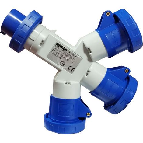 Moltiplicatore Mobile 3 Uscite IP67 1 Spina 16A 3 Prese 2P+T 230V Blu 50/60 Hz