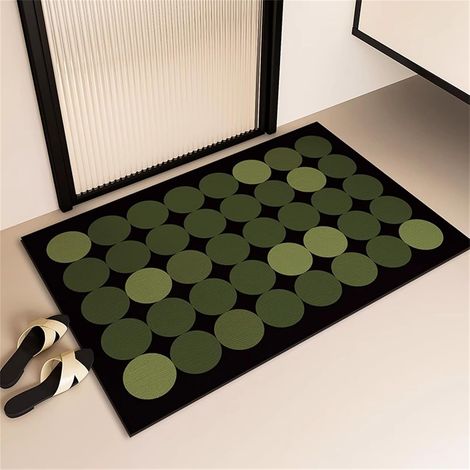 Tapis de Bain Antidérapant, Tapis Salle de Bain Absorbant Diatomite, Pois Simples Séchage Rapide Doux pour Entrée, Baignoire, Porte d'entrée, Chevet, Canapé, Salon (Vert foncé,80x120cm) (1/5)