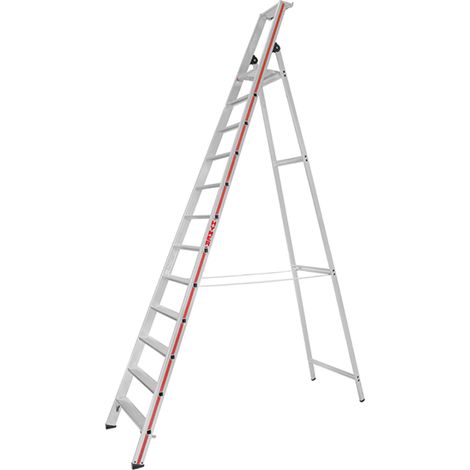 Escabeau 12 marches R11 – Hauteur de travail max 4.78m – Plateforme aluminium 25x25cm – Marches antidérapantes pour sécurité optimale – Hymer