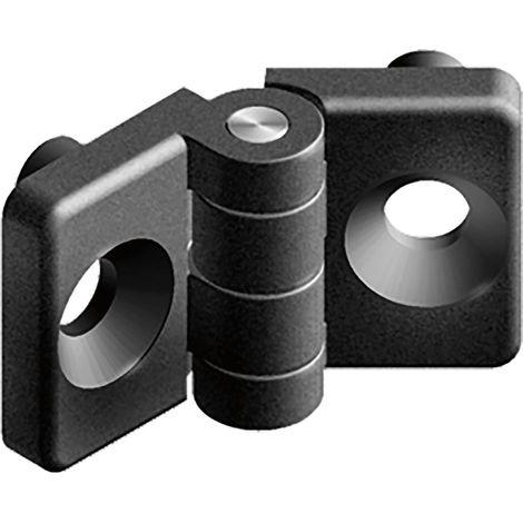Fath Scharnier Kunststoff 20 Mini schwarz  einseitig, glasfaserverstärkt, Edelstahlstift, passend für Item System