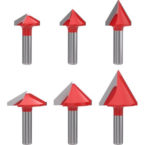 6pcs 8mm 3D CNC V Groove Router Bit Set 60°/90°/120° V-Groove Router Bits for Cutting, Splitting, Engraving and Finishing Woodworking Projects (1/5)