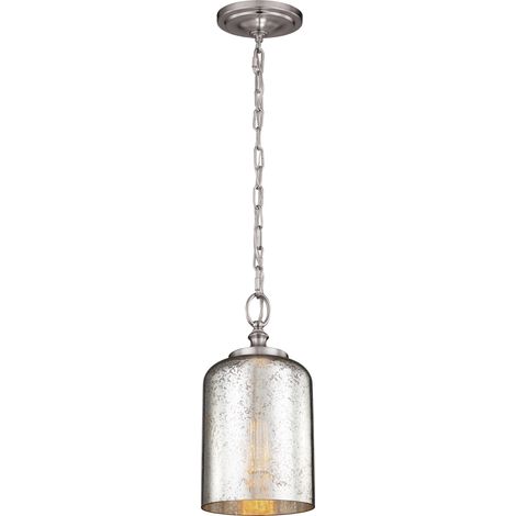 Elstead Hounslow - Mini suspension à 1 ampoule au plafond en acier brossé, E27 (1/4)